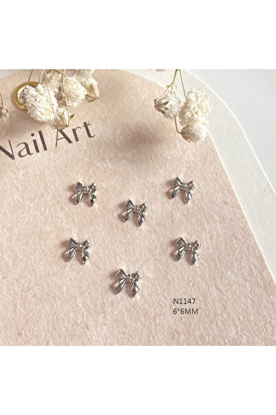 Choice 10 قطع - N1147 10 قطع/مجموعة من زينة أظافر على شكل فيونكة ذهبية وفضية ...