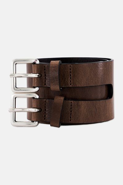 Esprit Men Bual Buckle Leather Belt, Brown