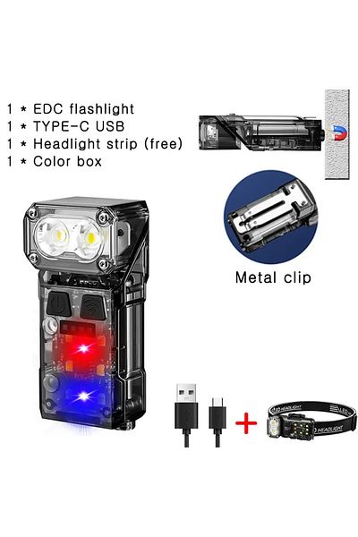 IWP X52 Multi-function Portable Mini Keychain Light Led High Bright Flashlight Dual Light Source Outdoor