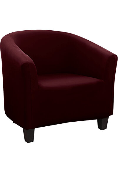 Choice Burgundy Stretch Club Chair Slipcover Spandex Barrel Chair Covers Prin...