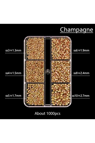 Choice أحجار الراين الكريستالية بلون الشمبانيا، 1000 قطعة، لتزيين الأظافر، فا...