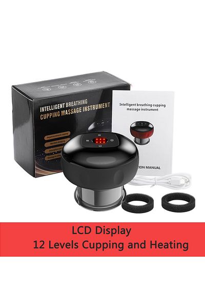 Choice 12gears Black Electric Vacuum Cupping Massager Anti-Cellulite Suction Cups Heating Guasha Fat Burnin