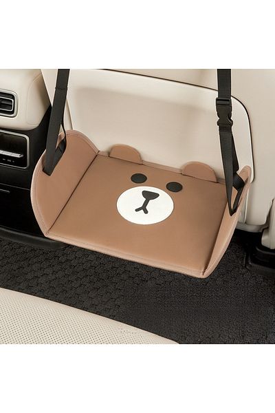 Choice as pic Cute Bear Design Portable Car Back Seat Foot Rest, Adjustable Straps Vehicle Footstool for Bu