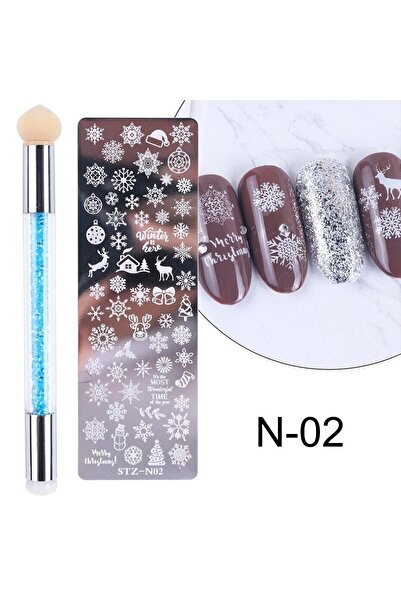 Choice مجموعة ألواح ختم الأظافر STZ-N02، فرشاة ختم من السيليكون، قوالب نقل طل...