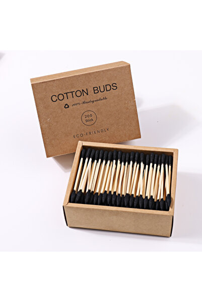 choice2 200 قطعة/صندوق أظافر خشبية، أعواد تنظيف قطنية، رأس خشبي من القطن، أدا...