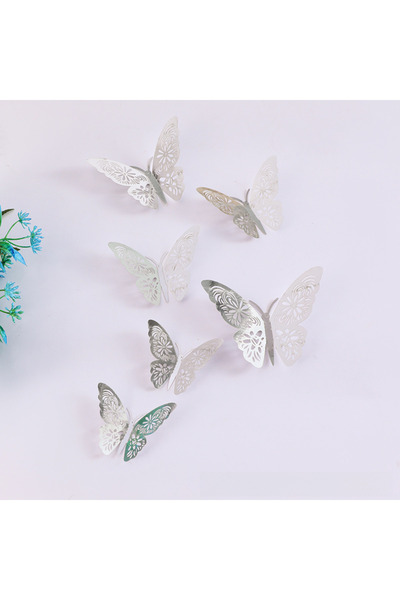 Choice3 K style silver butterflies (12 pieces) Xiyin Magic Color 3D Butterfly Hollow Wall Sticker DIY Home C