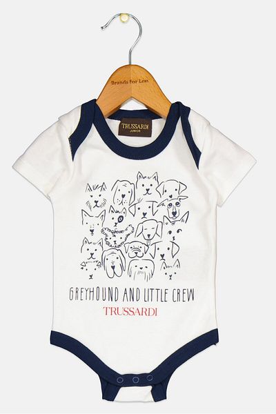 Trussardi Junior Toddlers Boy Printed Short Sleeve Romper, White