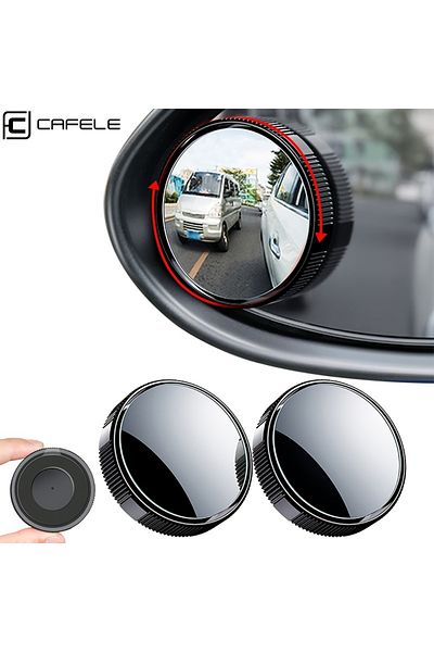 Choice black 2pcs Car Rearview Mirror Auxiliary Blind Spot Mirror 360 Degree Wide-angle Auto Round Frame Mi