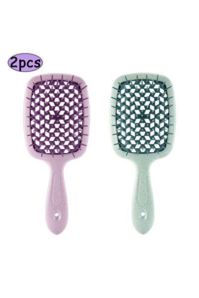 Choice مجموعة 1 من قطعتين من مشط فك تشابك الشعر الاحترافي وفرشاة تدليك فروة الرأس ومشط مضاد للكهرباء الساكنة وفرشاة شعر مجوفة