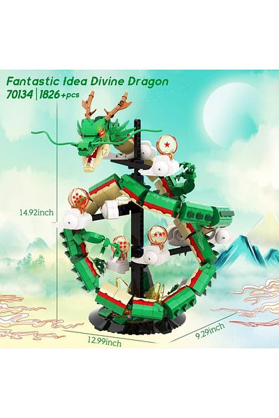 Choice No Display Box 1826Pcs Divine Dragon Building Blocks Model Adults Collectible Idea Dragon Building K