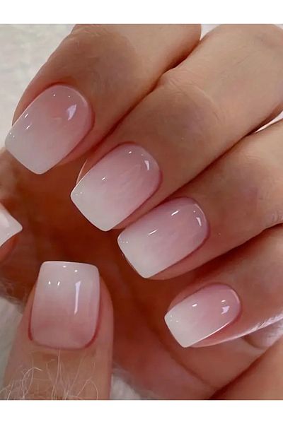 Choice Red 24PCS Press On Nails Short Almond Pink High Saturation Gradation Cute Glitter Press On Nails Sum