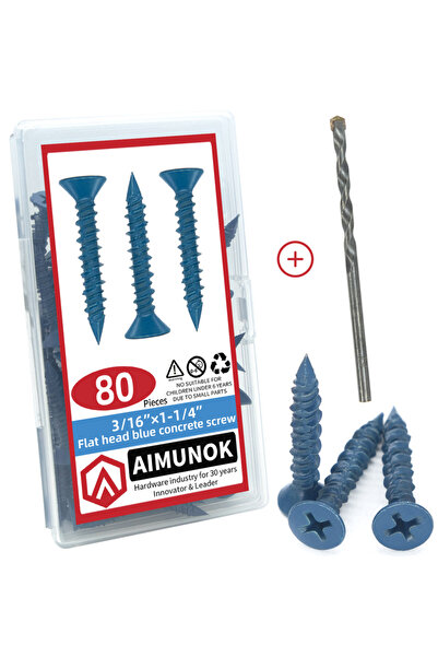 Choice 3-16 × 1-1-4 80 قطعة 3/16 بوصة مسامير تثبيت خرسانية، مسامير ذات رأس مس...