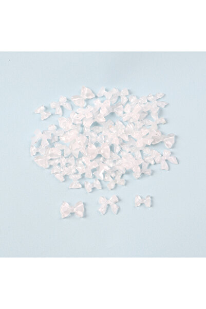 Choice1 ZS647-02 50PCS Mixed 3D White Bow Ribbon Resin Manicure Nail Decorati...