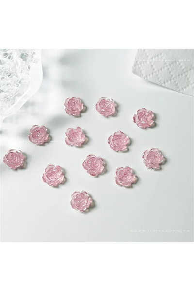 Choice 50 قطعة 6 مم-فين 50 قطعة من زينة أظافر الكاميليا مزيج من الزهور واللؤل...