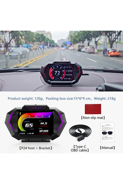 Choice P24 HUD OBD Smart Digital Gauge Speedometer P24 HUD Car Head Up Display OBD+GPS System Inclinometer