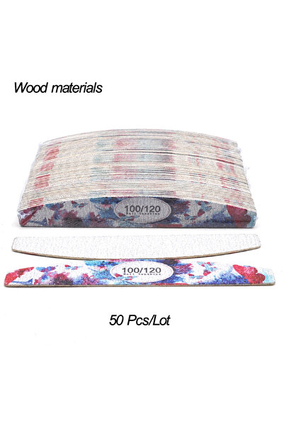 Choice3 مبرد أظافر خشبي بتصميم زهور بحبيبات 100-120، 50 قطعة، ورق صنفرة احترا...