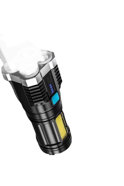 Choice Pink Cross-border strong light flashlight four light USB charging long-range flashlight COB side lig