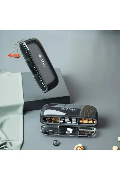Choice Black Portable Pill Organizer 3 Times A Day Pill Box Compartments Travel Pill Holder For Vitamins Me