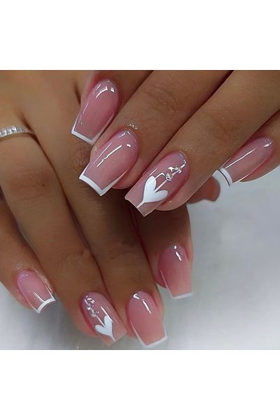 Choice Khaki ARTAUG 24PCS Short Press On Nails Square Colorful Flower Graffiti Nails Press On Nails Love De