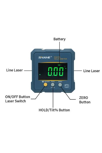 Shahe Digital Angle Finder Protractor, 2 In 1 Digital Level Angle Gauge Chargeable Digital Inclin...