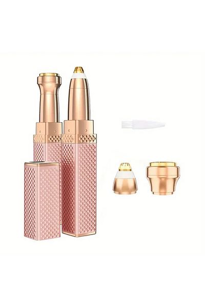 Choice1 Pink 1pc Rechargeable 2-in-1 Eyebrow Razor and Hair Shaver with LED Light - Painlessly Remove Peach