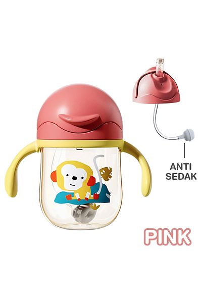 Choice Pink 250ML Baby Water Cups Baby Learning Drinking Cup with Double Handle Flip Lid Leakproof Infants