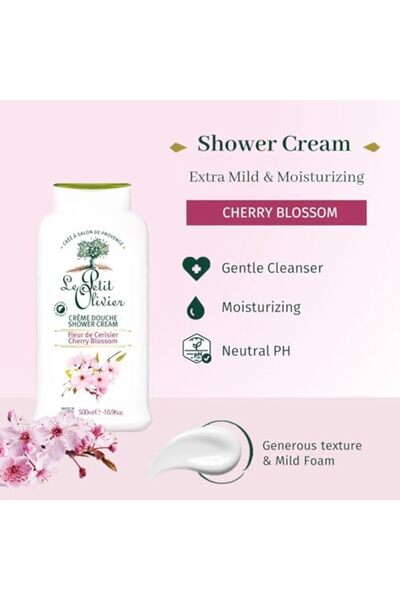Le Petit Olivier Shower Cream Cherry Blossom No Parabens, 500 ml