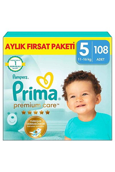Prima Bebek Bezi Premium Care 5 Numara 108 Adet Aylık Fırsat Paketi