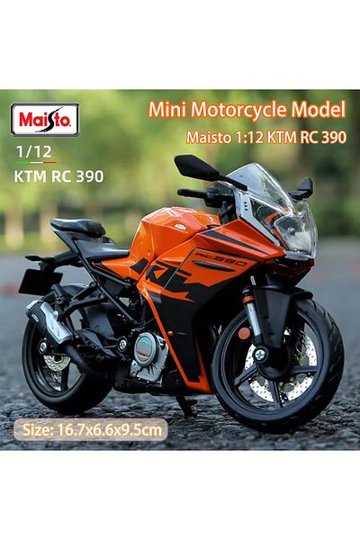 Maisto دراجة نارية رياضية KTM Rc 390 Sportster برتقالية اللون بمقياس 1:12، نموذج ثابت مصبوب، مركبات قابلة للتجميع في الشارع