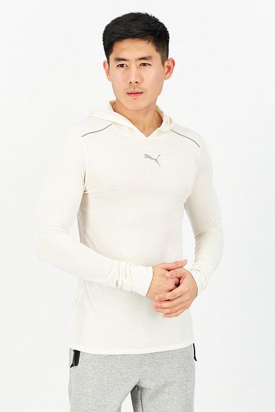 Puma Men Sportswear Fit Long Sleeve Brand Logo Sweatshirt, White