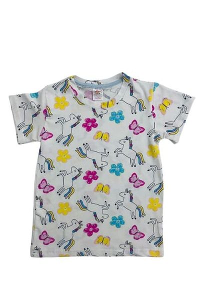 elmas kids Girl's 100% Cotton Cream Spring Themed Short Sleeve Shorts Pajama Set