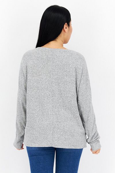 s.Oliver Women Boat Neck Long Sleeve Knitted Sweater, Grey