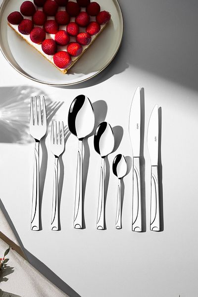 Nehir Fiesta Plain - 12 Person 89 Piece Leather Boxed Fork Spoon Knife Set