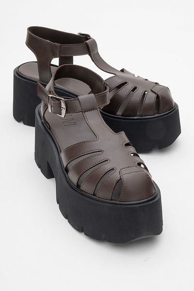 LuviShoes Sandale VERUA maro pentru femei cu talpă groasă