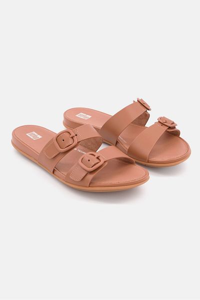 Fitflop Women Slip On Two Bar Leather Flats, Tan