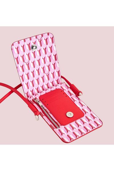 dellel Dellel Pink Vegan Leather Crossbody Mobile Phone Holder