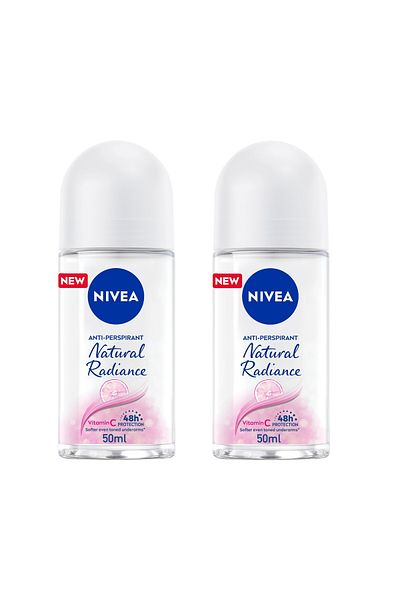 NIVEA Antiperspirant Roll-On For Women Natural Radiance Value Pack 2 x 50 ml
