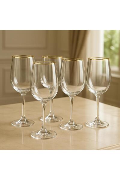 Elista Kristal Ayaklı Bardak Altın Yaldızlı 350 ml 6 Adet