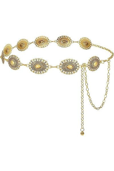 COOYA Western Metal Concho Belt for Women Cowgirl Boho Waist Chain Belt for Dresses Jeans Pants, One Size