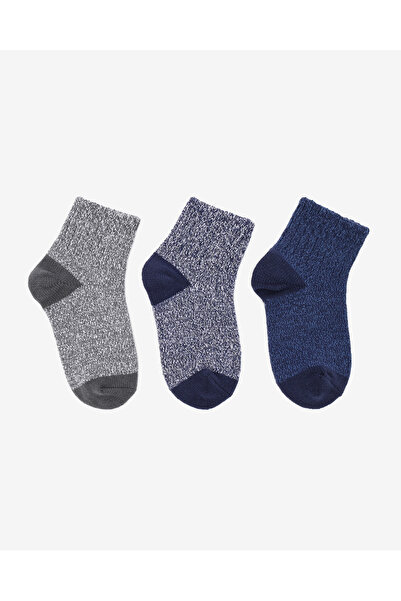 SKECHERS NON TERRY QTR CREW - 3'LÜ PAKET ÇOCUK ÇORAP Büyük Erkek Çocuk Mavi Çorap S600807-434