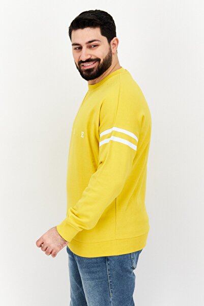 Aigle Men Crew Neck Long Sleeves Brand Logo Sweatshirt, Yellow