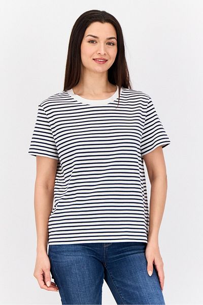 Esprit Women Crew Neck Short Sleeves Yarn Dye T-shirt, Multi