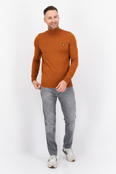 Lyle & Scott Men High Neck Brand Logo Sweaters, Cider Brown