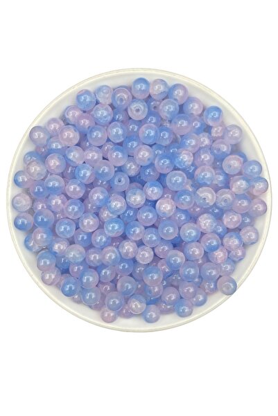 Hedef Bijuteri 50gr 8mm Cam Pembe Mavi Buzlu Boncuk Takı, Hobi, Aksesuar Yapım Boncuğu (50gr, ~75Adet)