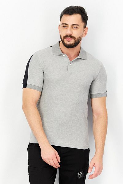 Aigle Men Regular Fit Heather Short Sleeve Polo Shirt, Grey/Black