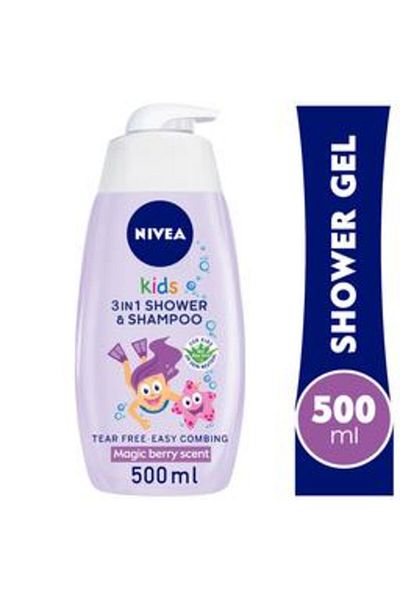 NIVEA 3in1 Kids Shower & Shampoo With Bio Aloe Vera Berry Scent 500 ml
