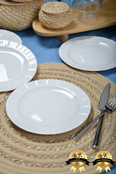 Heda Porselen 6'lı Zümrüt 18 cm Porselen Pasta ve Tatlı Tabağı Seti - Zarif v...