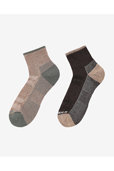 SKECHERS 1/2 TERRY TRAIL QTR CREW - 2'Lİ PAKET ERKEK ÇORAP Erkek Medium Brown Çorap S118740-210