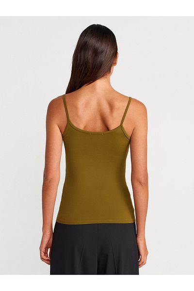 Dilvin 20901 Thin Strap Polyamide Top-Dark Green