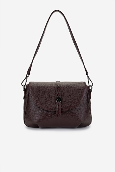 Valmenti حقيبة يد نسائية من الجلد الطبيعي باللون الأحمر الداكن